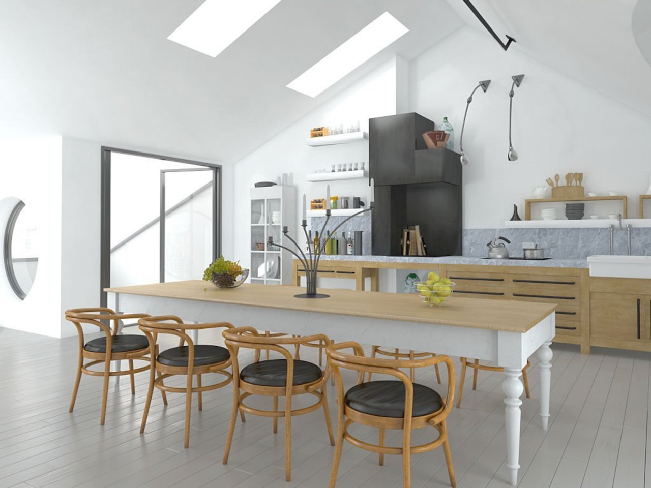 Bright Open spaces with skylights let sunshine in your home